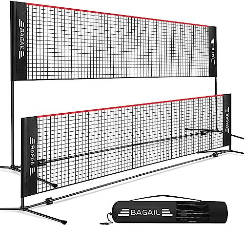 BAGAIL Reti da Badminton Rete Portatile per Sport, Pieghevole, Altezza Regolabile, Nylon, con Supporti Regolabili e Borsa, Facile da Montare, per Tennis, Badminton, Pallavolo