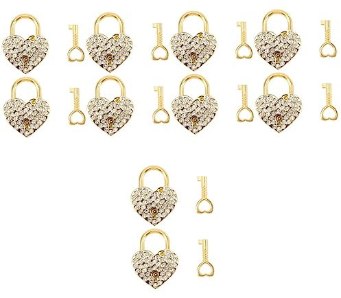 Gadpiparty 5 Sets Metall-vorhängeschloss Mit Herzförmigen Strasssteinen Für Paare Familie Freunde Reisen 2 Stück * 5