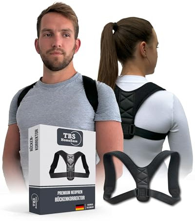 TBS HomeEase Rücken Geradehalter, größenverstellbar, Unisex, atmungsaktiv, komfortabel, Haltungskorrektor, Haltungstrainer, für eine aufrechte und selbstbewusste Körperhaltung im Alltag