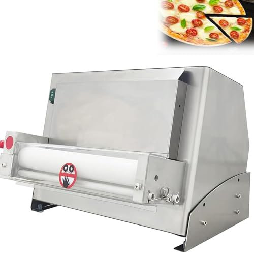HLGKBY Pizza Dough Roller Machine, 450W Electric Pizza Dough Roller Sheeter, 380pcs/H Output, Adjustable Dough Size 10-30cm and Thickness 1-5.5mm, Emergency Stop Protection Button
