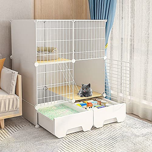 Katzenkäfige - Indoor Katzenkäfig Abnehmbarer Metalldraht Katzenlaufstall für Balkon, DIY Zwinger Kiste für Kleintiere, Welpen, Kätzchen - Meerschweinchenkäfig, Frettchenkäfig, Katzengehege