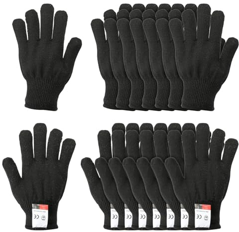 PATIKIL Cut Resistant Gloves, 8 Pair Level 5 Protection Anti Cutting Gloves Cut Proof Gloves for Kitchen Wood Carving Working, Large, Black