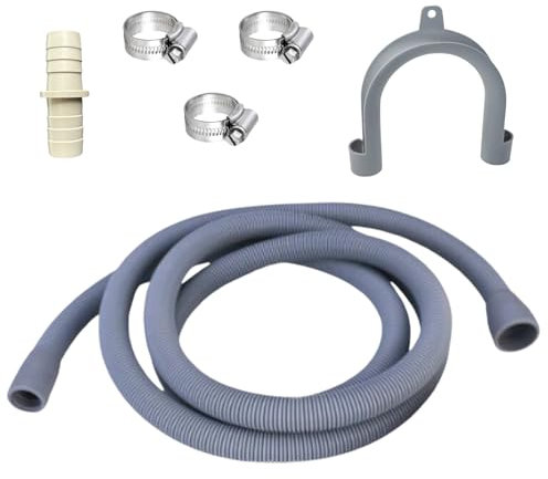 Noble Spares Extendable Washing Machine Hose Kit, Universal Dishwasher & Dryer Waste Pipe (2.5m, 19/22mm), Grey, 1 Kit