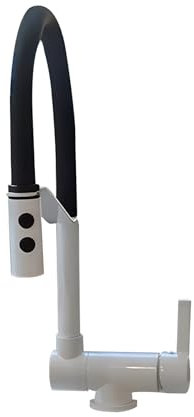 XJTNLB Vorfenster Küchenarmatur Klappbar Ausziehbar Weiß 360° Drehbar Wasserhahn Küche Umklappbare Armatur Vorfenster mit 2 Strahlarten