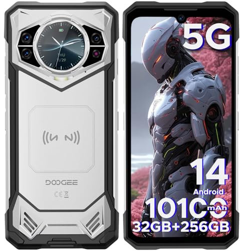 DOOGEE S200 Rugged Smartphone 5G, Dimensity 7050 Android 14 Rugged Phone, 32GB+256GB/2TB, 10100mAh/33W, 6.72” FHD+/120Hz, 1.32 AMOLED Rear Display, 100MP+20MP, WiFi 6/NFC/Fingerprint ID, Silver