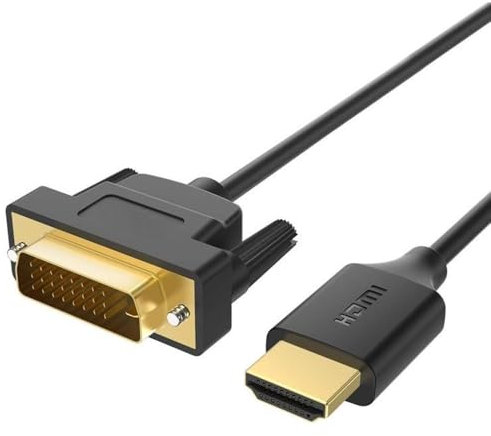 RIKYJIC Câble adaptateur 4K HDMI mâle vers DVI mâle 1 m, convertisseur bidirectionnel pour appareils HDMI et DVI-D 24+1