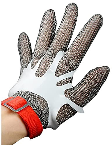 Anti Cutting Gloves Stainless steel anti cutting gloves Chain mail gloves Woodworking safety work stab proof gloves Adjustable wrist strap (Size : 1PCS/XXL) (1PCS/XL)