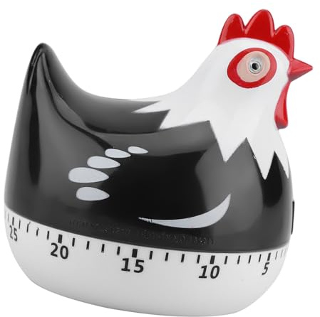 Egg Timer, Mechanical Kitchen Timer Chicken Pattern Countdown Kitchen Timer Kitchen Timer Reminder for Cooking Baking (Black)