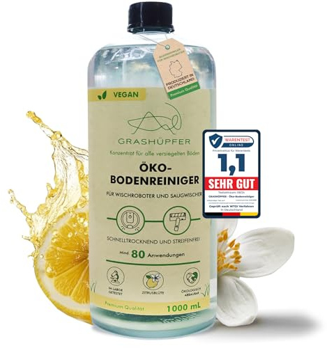 GRASHÜPFER® Nettoyant écologique pour robots laveurs de sols [FLEUR D'AGRUMES] - Nettoyant pour robots laveurs de sols compatible avec Roborock, Dreame, Ecovacs et autres - 1000 ml