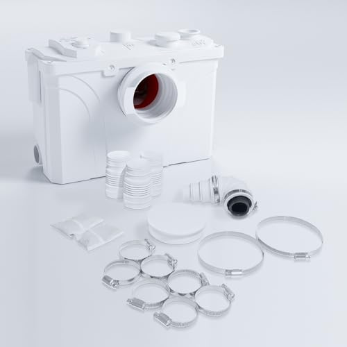 AidoFlo 700W Abwasserpumpe, 4Ein, 190L/min, 10mHub/100m | Hitzebeständig, Anti-Verstopfung, 10m/100m – WC, Küche, Dusche, Badewanne, für EFH & Kellerbäder