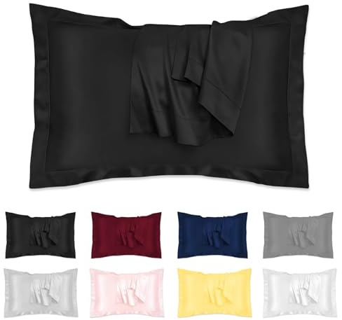 Fundas de Almohada de Seda Set de 2 (50x80CM/23 mommes) Antiestáticas y Antifrizz, Protección para Pelo y Piel, Cierre de sobre, Transpirables y Duraderas, Ideal para Todo el Año