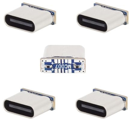 chenyang Paquete de 5 conectores USB C para bricolaje, micro USB de 5 pines a USB C hembra, adaptador de soldadura de repuesto estándar