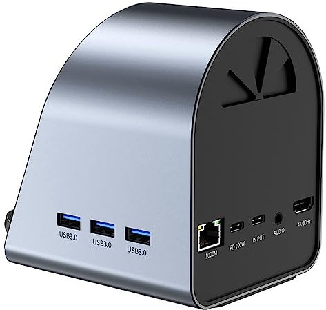 Junterone Adaptador 10 en 1 USB C Hub Tipo C 3.0 a 4K HD con Lector de Tarjetas SD/TF RJ45 Carga RáPida PD con Carga InaláMbrica 15W