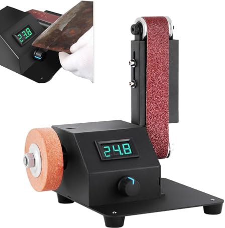 Sindata da banco - levigatrice da tavolo da 350W, contiene 10 Cinture di levigatura | Regolazione della velocità di precisione di precisione di precisione ad alta velocità, regolazione della velocità