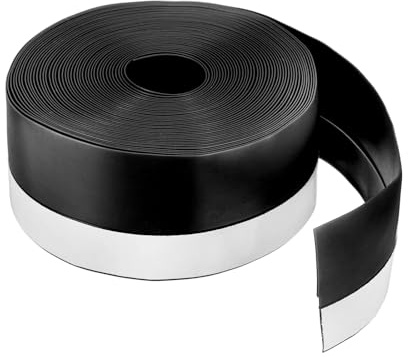 sourcing map Joint d'étanchéité en TPE pour porte - 8 m x 45 mm - Ruban adhésif pour porte de fenêtre de maison ou de douche - Noir