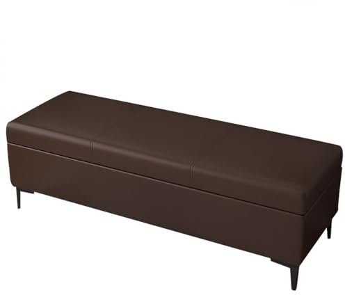 Braune Leder-Ottomane mit Stauraum, in mehreren Farben für Wohnzimmer und Schlafzimmer, 120 cm