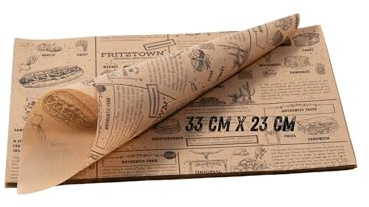 FRITZTOWN Deli Paper 33×23 cm 1000 Blatt | Unbeschichtetes Einschlagpapier & Burger Papier | Fettabweisendes Food Paper für Burger, Pommes, Sandwich, BBQ & Street Food