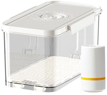 Cajas de almacenamiento de alimentos selladas al vacío con tapas, recipientes al vacío de cocina para frutas y verduras, almacenamiento hermético con bomba, ideal para la nización del refrigerador