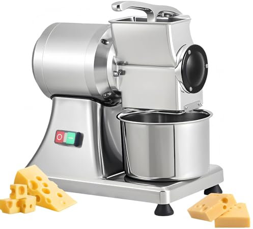 Glowdora Rallador De Queso Eléctrico, Molinillo De Queso Multifuncional De 550 W, Triturador De Queso con Recipiente, Picadora De Alimentos Eléctrica De 40 Kg/H, Utilizar para Queso,Pan, Etc.