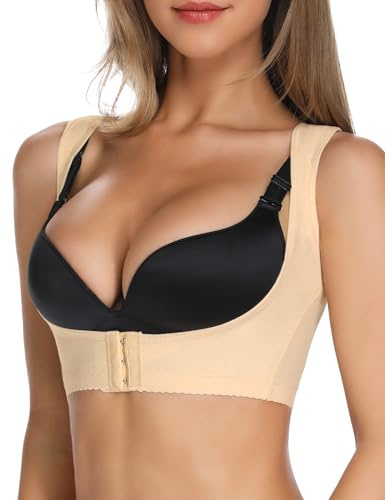 MISS MOLY Shapewear - Cortadora de pecho para mujer, adelgazante, moldeadora de figura, parte superior, compresión elástica, corrector de postura, chaleco moldeador de cuerpo, beige, XXL