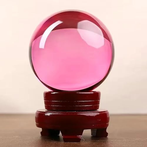 Sfera di Cristallo per Meditazione, Prisma Grande, Sistema Solare, con Supporto, per Servizi Fotografici, Casa, Ufficio, Decorazione Paesaggistica(Pink,10cm/3.9in)