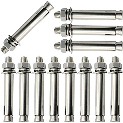 FBANULPEX Pernos de Tornillo de expansión, Tacos de Pared, 12 Piezas, Pernos de expansión de Acero Inoxidable