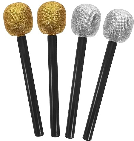 SUPVOX 4Pezzi Microfono Giocattolo Glitter per Bambini Leggero e Portatile per Giochi Indoor e Feste di Compleanno