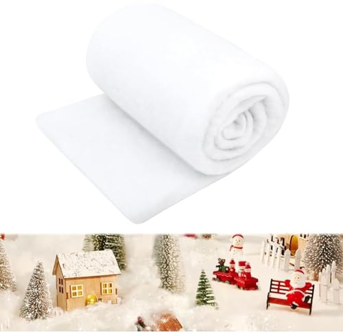 SIMEIXI Schneedecke Deko Weihnachten, 80 X 240 cmKünstliche Schneedecke, Kunstschnee Deko, Flauschig Schneewatte Decke für Weihnachten Dorf Hintergrund Dekorationen