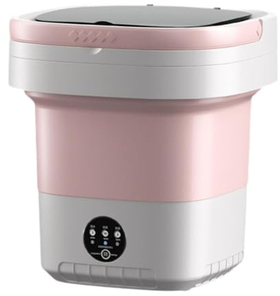 HGTRH 12l Mini Lavatrice Portatile Pieghevole Lavanderia, Lavatrice Portatile Pieghevole 3 Livelli di Regolazione Cestello Scolapasta Tubo di Scarico per Appartamento E Dormitorio Pink