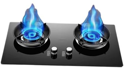 Cucina A Gas A 2 Fuochi, Piano Cottura Da 5,0 KW, Piano Cottura In Vetro Temperato, Kit Fonte Di Gas NG/GPL, Con Protezione Antispegnimento, For Cucina(NG)