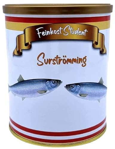 Surströmming aus der Dose – lustiges Geschenk zu Weihnachten oder Geburtstag für Kinder und Erwachsene – Weingummi Hechte in einer Feinkost Dose – 300g