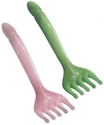HUVZOR 2 Stück Kopfhaut Massagegerät aus Harz,Gua Sha Kamm Kopfhaut Massagebürste Kopfmassagegerät Fünf Klauen Gesicht Massagegerät für Kopfhaut Kopf Nacken Lymphmassage Selbstpflege(grün + braun)