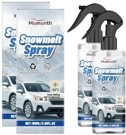 Henjunu 2 pcs Spray Dégivrant Antigel, Spray Dégivrant pour Pare-Brise, Fast Ice Melting Spray, Spray Déneigement pour Pare-Brise Vitres Phares(100ml/pcs)