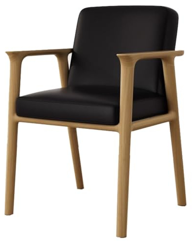 Moderner Holzstuhl mit Armlehnen, ergonomischer Leinenstoff, Ess- und Arbeitszimmer, Schreibtischstuhl für Wohnzimmer, Schlafzimmer und Lesen, stilvoller gepolsterter Sitz ()