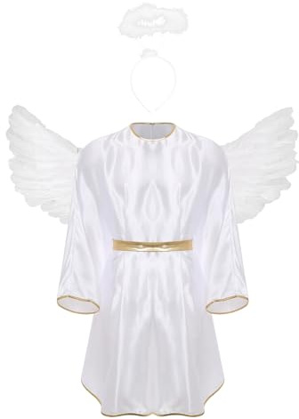 Alvivi Herrängelkostym, grekisk gud, kostym med änglavingar, helig bemärkelse, julängel, krubbspel, kostym, halloween, karneval, vit, XL