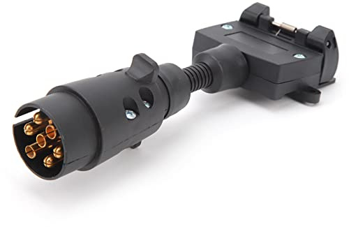 Adattatore per rimorchio, spina maschio rotonda a 7 pin verso presa femmina piatta a 7 pin, adattatore da 7 a 7 pin per rimorchi di caravan e barche, connettore per cablaggio del r