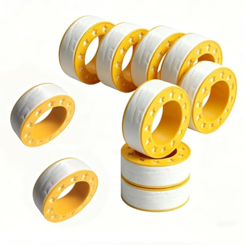Nairv-Furn 10 Stück Teflonband Gewindedichtband 10m x 15mm x 0.1mm, Hochwertiges Dichtungsband Wasserdicht für Wasserleitung und Gas, Abdichtungsband Gewindedichtfaden, Gelbe Rolle mit Stern