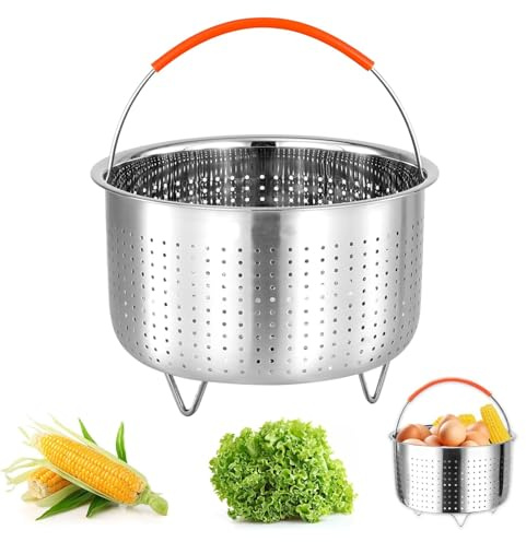 Haoyanger Cesta de Vapor Inoxidable 304, Vaporera Inserto de Vapor Vaporera Multiusos con Mango Cesta Vaporera de Verduras Cesta de CoccióN Al Vapor,para Verduras,Pescado,Huevos