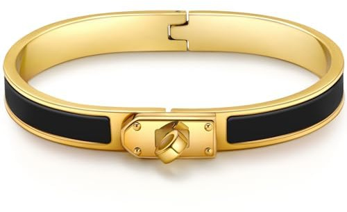 Ahokei Armreif Gold Damen, Kleeblatt Armband Gold, mit Zirkonia, 316L Edelstal Wasserfest Titan-Stahl Armband Silber 17/18CM, Freundschaftsarmbänder Tennis Set Geschenk für Frauen