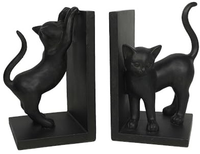 Buchstütze Katzen 2 Stück Buchständer Buchhalter Schwarz