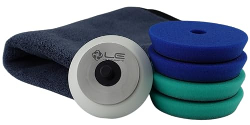6 teiliges Politurzubehör Set 75mm für Liquid Elements T2000, T2500, T3000, T3200 und A3000 - Stützteller und 4 Pads, inkl. Tuch
