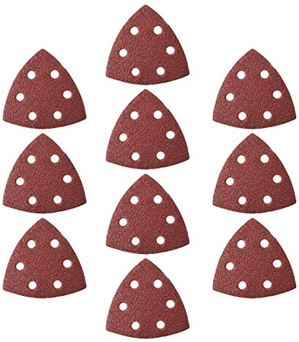 sourcing map Detail Sander Sandpaper, Triangular Sanding Paper, Hook and Loop Sanding Pads, Triangle Oscillating Multi Tool, 40 Grits 6 Holes, 10pcs