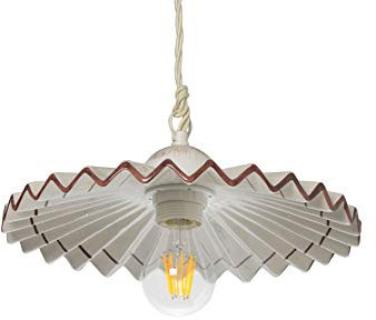 VANNI LAMPADARI - Lampadario a Sospensione Plissè- Lampadario Soggiorno in Ceramica- Lampadario Camera da Letto Decorato a Mano- Lampadario Rustico Taverna, Cucina- 30 cm, Marrone