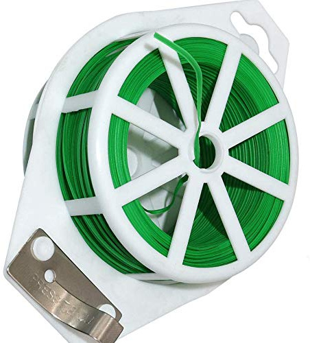 TOOLSTAR Garden Twist Tie, Plastic-Coated Garden Plant Twist Tie with Dispenser and Cutter for Gardening, Home, Office (Green,100M)