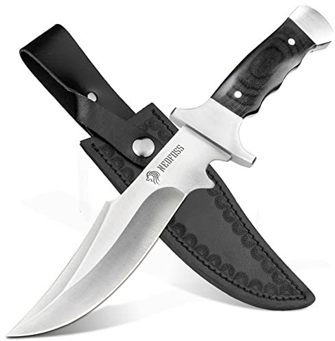 NedFoss TIGER 16CM Coltello fisso da esternoin acciaio, coltello da sopravvivenza affilato, coltello da campeggio, coltello da pesca, coltello da cespuglio, Ideale per campeggio, regali