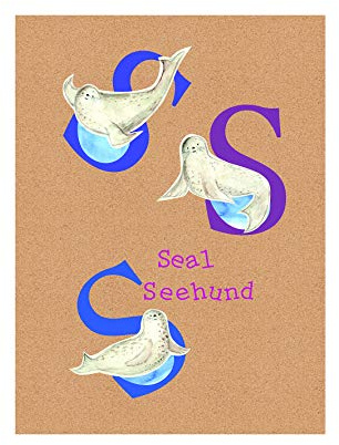 Komar Wandbild | ABC Animal S | Poster, Kinderzimmer, Buchstaben, Bild, Wohnzimmer, Schlafzimmer, Dekoration, Kunstdruck | ohne Rahmen | P036S-40x50 | Größe: 40 x 50 cm (Breite x Höhe)