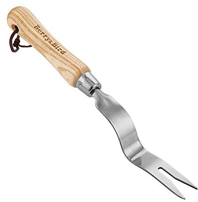Berry&Bird Hand Weeder Tool, Stainless Steel Gardening Weed Puller, 12.1 Manual Weeding Removal Cutter Tool with Ash Wood Handle for Planting, Weeding, Flower & Vegetable Care in Garden Lawn Yard