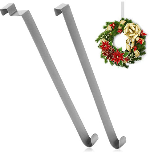 com-four® 2x Türhaken aus Edelstahl - 26 cm Haken für Türkränze und Dekoration - Aufhänger für Türen innen und außen - Kleiderhaken zum Einhängen