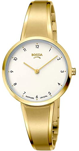 Boccia Damen Armbanduhr in der Farbe Gold mit Titanarmband, Gehäusedurchmesser: 32,5 mm, 3325-3