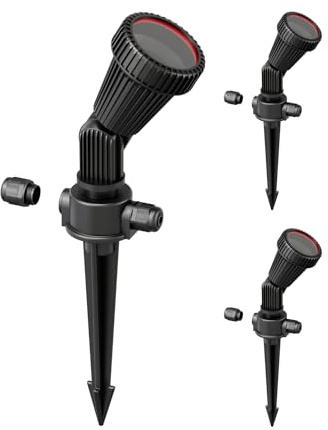ledscom.de 3x Gartenstrahler mit Erdspieß PIRK für außen, IP44, schwarz, 1x GU10 max. 15W
